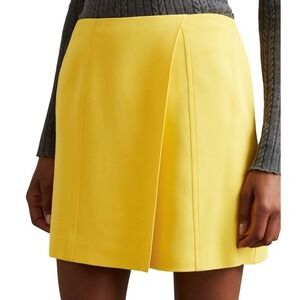 REISS NWT Cleo Crossover Front Yellow Mini Skirt Size US 8 UK 12